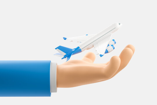 Hand and airplane take off, business idea and startup