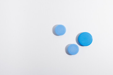 plastic water bottle cap on white background