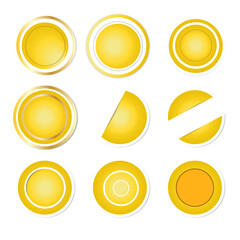 Gold stacked paper circles on whiite background