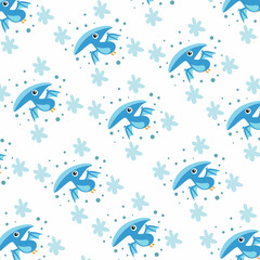 Seamless pattern. cute dino flying. pattern For valentine,bed sheets, cover bed, baby pajamas, print, packaging, decoration, wallpaper and design