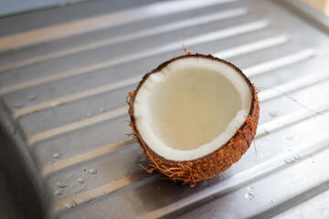 Ripe Coconut cut half