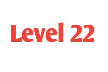 Fototapeta premium Level 22 sign in Red isolated on white background, 3d illustration
