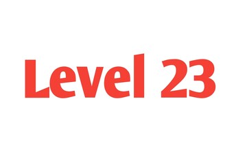  Level 23 sign in Red isolated on white background, 3d illustration.