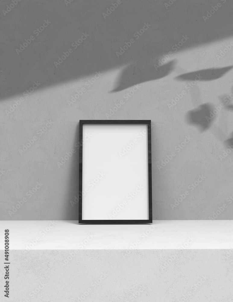 Poster frame background using 3d rendering and geometry. framed background mock-up for poster design or exh
