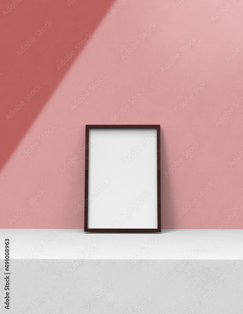 Poster frame background using 3d rendering and geometry. framed background mock-up for poster design or exh