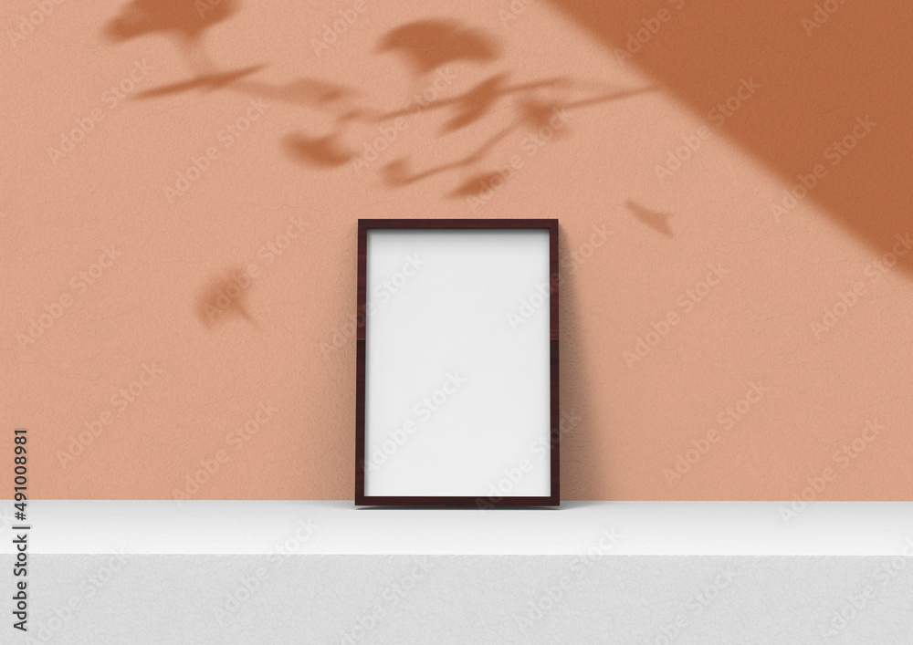 Poster frame background using 3d rendering and geometry. framed background mock-up for poster design or exh