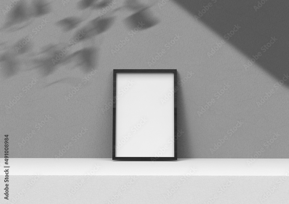 Poster frame background using 3d rendering and geometry. framed background mock-up for poster design or exh