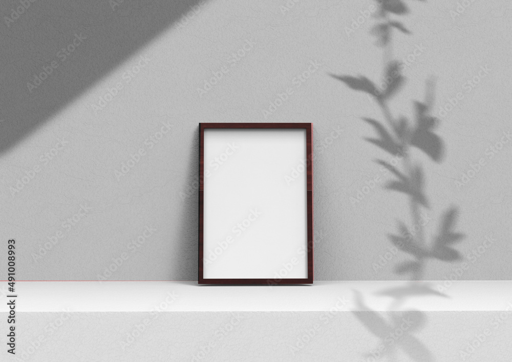 Poster frame background using 3d rendering and geometry. framed background mock-up for poster design or exh