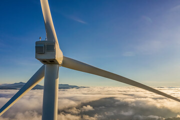 Aerial view of wind farm at Cau Dat town, Dalat, Lam Dong, Vietnam