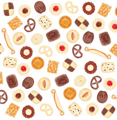 Cookie pattern drawn in digital watercolor