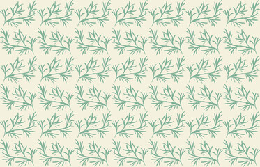 Branches silhouette vector seamless pattern. Mint green background and soft light plants.

