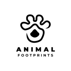logo templates, symbols and icons with animal footprints shape. silhouettes of footprints of cats, dogs and other pets.