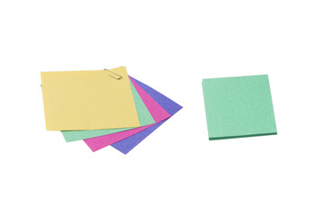 A sticker and a paper clip isolated on a white background