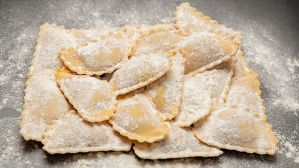 Raw ravioli as background. Healthy italian food.