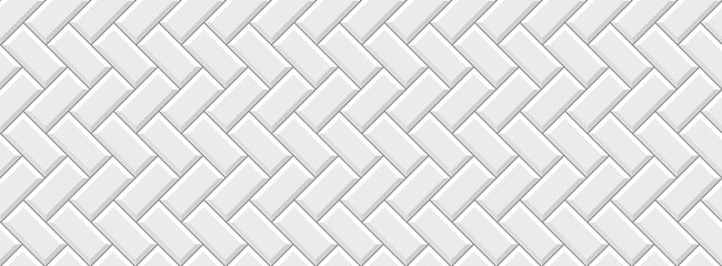 Tile subway. Brick wall. Seamless metro background. White kitchen backsplash. Ceramic pattern. Apron faience print. Cement texture. Old rectangle brickwall. Vintage stone surface. Vector illustration - obrazy, fototapety, plakaty