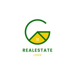 initial letter G with house .Real estate home residential logo reference design