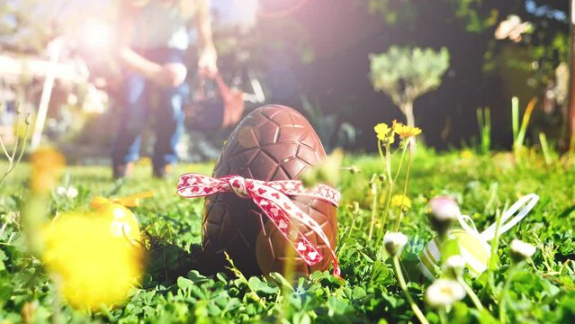 child hunting for Easter egg in Spring