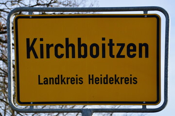 Ortsschild von Kirchboitzen, Niedersachsen