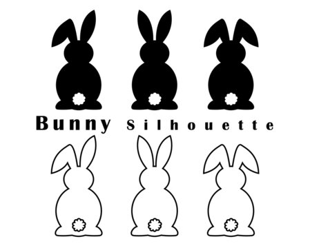 Cute Bunny from the back Silhouette Collection Set 