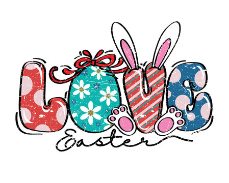 Cute Easter Love Typography Collection Set