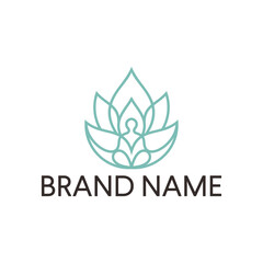 Lotus Yoga Logo. Meditation Leaf Yoga Logo Design vector