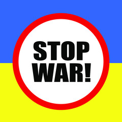 Vector illustration of No War with broken heart in colors of Ukraine flag isolated on white background. Stop war and military attack in Ukraine poster concept.
