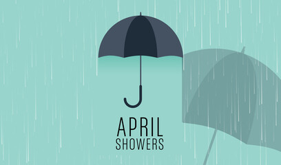 vector illustration of Umbrella in the rain for April showers.