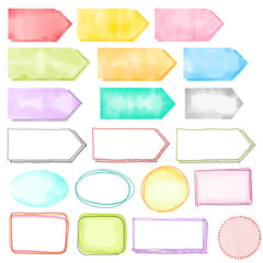 Set of colorful watercolor index, text box