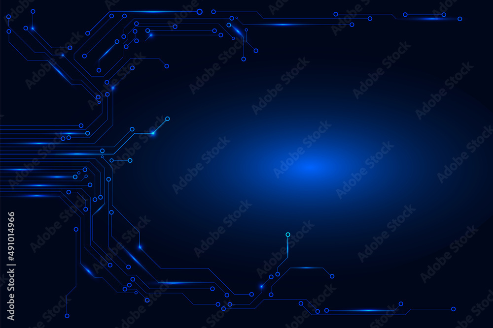 Poster Abstract Digital Circuit Board Futuristic Technology Scifi Communication Vector. Data Line Connection Science Processing Concept Illustration Background.
