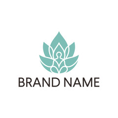 Lotus Yoga Logo, Meditation Leaf Yoga Logo Design vector
