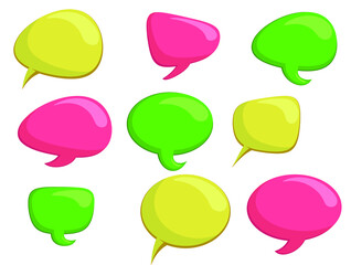 Set of colorful comic speech bubbles. Vector Illustration and graphic elements