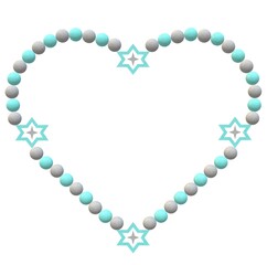 Heart of beads and stars (blue and gray)