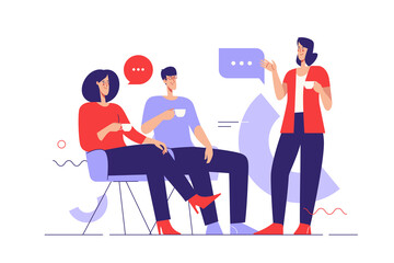 Vector illustration on the subject of coffee break and communication. Editable stroke
