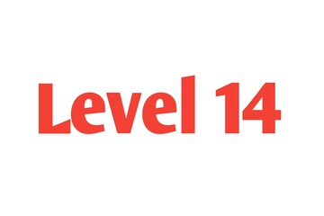 Level 14 sign in Red isolated on white background, 3d illustration