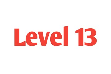 Level 13 sign in Red isolated on white background, 3d illustration
