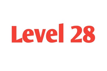 Fototapeta na wymiar Level 28 sign in Red isolated on white background, 3d illustration