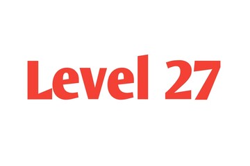 Level 27 sign in Red isolated on white background, 3d illustration