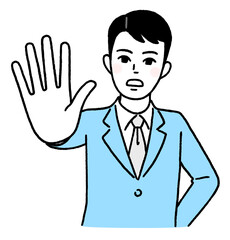 手の平を前に出して拒否するビジネスマン