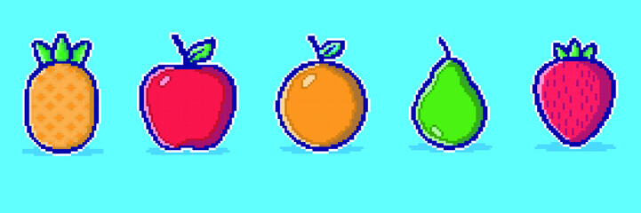 vector fruit pixel art theme