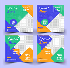 Food restaurant social media banner vector eps template