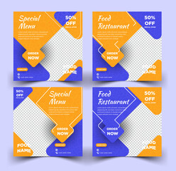 Food restaurant social media banner vector eps template