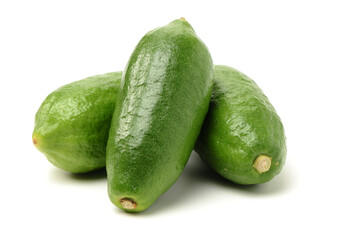 long green lemon sliced on white background
