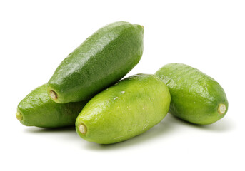 long green lemon sliced on white background
