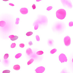 Seamless vector pattern. Pink sakura flower petals falling isolated on white.