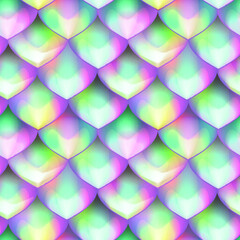 Bright fantasy scale vector background. Mermaid skin texture seamless pattern. Rainbow fish scales design. © ASIA