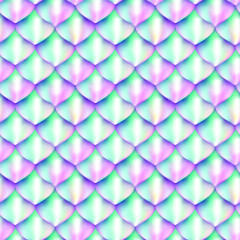 Fototapeta premium Bright fantasy scale vector background. Mermaid skin texture seamless pattern. Rainbow Dragon scales design.