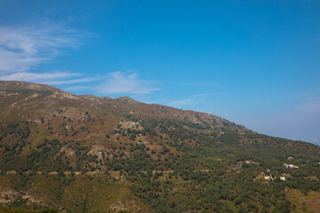 Fototapeta na wymiar Spectacular view of the beautiful mountains near Patrimonio, Corsica Island, France