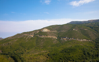 Fototapeta na wymiar Spectacular view of the beautiful mountains near Patrimonio, Corsica Island, France