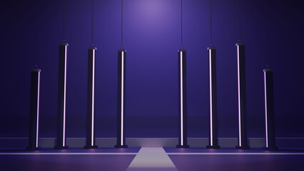 白い光の柱があるステージ　イベント　ホール　3DCG