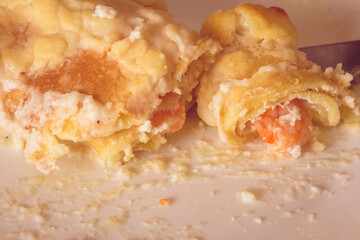 Homemade Crepes With Shrimps And Ricotta Cheese